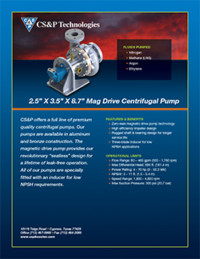 Magnetic Drive Centrifugal Pump: 2.5″ x 3.5″ x 8.7″ Magnetic Drive Centrifugal Pump: 2.5″ x 3.5″ x 8.7″
